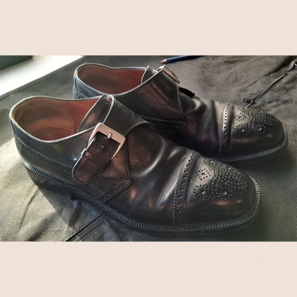 FRATELLI ROSSETTI - Black monk strap oxford shoes - Sz 10D - Picture 3 of 12